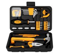 DEKO Mallette à Outils 94 Pièces, Caisse à Outil Complete Bricolage avec Clé, Pince, Marteau à Panne Fendue, Ensemble d'outils pour Cadeaux, Maison, Bureau et Entretien Quotidien,Jaune