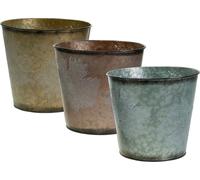 Deko Pot de plantes Feuille d'érable Zinc Gris Orange Marron 3er Set