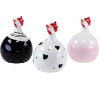 Deko Poules Décoration de Pâques Figures Coq Set 11,5cm 3er Pack Céramique Décoration de table de Pâques