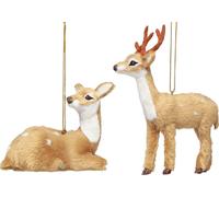 Deko Reh Noël à suspendre 11,5cm 7,5cm Set de 2 décorations pour l'arbre de Noël Décoration de fenêtre Style campagnard
