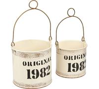 Deko Seau Vintage Original 1982 Crème Métal Ø12 2er Set