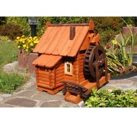 Deko-Shop-Hannusch Grand moulin à eau décoratif en bois style maison en rondins