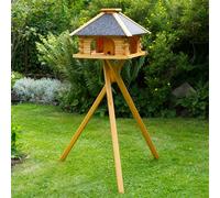 Deko-Shop-Hannusch Mangeoire à Oiseaux Stable en Bois Enduit et sur Pieds Toit recouvert de crépi