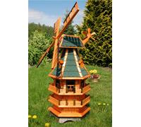 Deko-Shop-Hannusch Moulin à Vent décoratif à 3 étages avec roulement à Bille et bardeaux bitumés Verts 1,40 m
