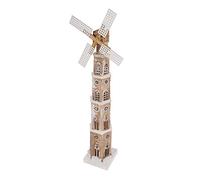 Deko-Shop-Hannusch Moulin à vent en bois à LED avec ailes rotatives 110 cm - Lampe décorative avec 20 LED / enneigée - Lampe sur pied
