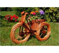 Deko-Shop-Hannusch Tricycle décoratif en rotin avec panier jardinière