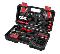 DEKO TZ62 Ensemble d'outils de pièces Ensemble d'outils manuels généraux pour la maison avec étui de rangement de boîte à outils en plastique (Rouge)