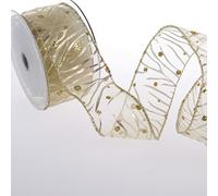 Deko und Band 8284 22 Ruban ondulé à Pois Doré 50 mm x 10 m