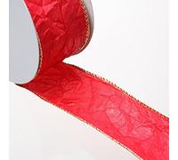 Deko und Band Crash Ribbon avec Bord Rouge - 50 mm Largeur sur 9.14 m rôle - 97641 030 Fil R (1,94 €/m)
