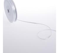 Deko und Band Double Face Satin avec Bordure argentée - Blanc - 3 mm - 50 m - 32103 10 (0,27 €/m)
