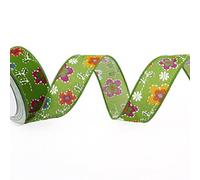 Deko und Band Fancy Rustic Flowers - Vert - 40 mm - 10 m - 90126 40 60