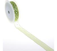 Deko und Band Organza avec astérisque - Vert - 25 mm - 25 m - 90165 60 (0,85 €/m)