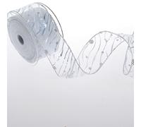 Deko und Band Vague Ruban avec Paillettes Points - Argent - 50 mm - 10 m - 8284 17 (1,75 €/m)