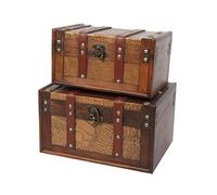 DÉKO Vintage Valise 2-Pièces Haute Qualité Coffres En Bois Rétro L 28/20 Cm