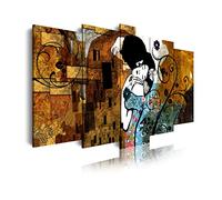 DekoArte 241- Impression Sur Toile Moderne D'Images Artistiques Numérisées | Toile Décorative Pour Votre Salon Ou Votre Chambre | Style D'Art Abstrait Gustav Klimt Le Baisé | 5 Pièces 150 x 80 cm