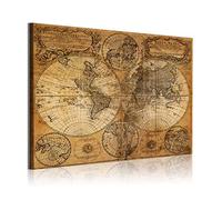 DekoArte 305 - Impression Sur Toile Moderne D'Images Artistiques Numérisées | Toile Décorative Pour Votre Salon Ou Votre Chambre | Style Mapamundi-Carte Du Monde Antique | 1 Pièce 120 x 80 cm