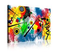 DekoArte 342 - Impression Sur Toile Moderne D'Images Artistiques Numérisées | Toile Décorative Pour Votre Salon Ou Votre Chambre | Art Abstrait Kandinsky Rouge Bleu | 1 Pièce 120 x 80 cm