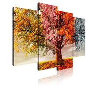DekoArte 402 - Impression Sur Toile Moderne 4 Pièces 120x85 cm | Toile Décorative Pour Votre Salon Ou Votre Chambre | Style Paysage Arbres Quatre Saisons
