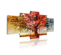 DekoArte 404 - Impression Sur Toile Moderne 5 Pièces 200x100 cm XXL | Toile Décorative Pour Votre Salon Ou Votre Chambre | Style Paysage Arbres Quatre Saisons