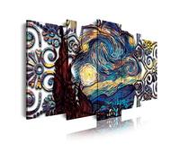 DekoArte 425 - Impression Sur Toile Moderne D'Images Artistiques Numérisées | Toile Décorative Pour Votre Salon Ou Votre Chambre | Style Art Abstrait Van Gogh La Nuit etoilée | 5 Pièces 150 x 80 cm
