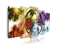 DekoArte 460 - Impression Sur Toile Moderne 5 Pièces 150x80 cm | Toile Décorative Pour Votre Salon Ou Votre Chambre | Style Paysage Ying Yang Quatre Saisons