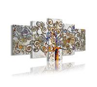 DekoArte 478- Impression Sur Toile Moderne D'Images Artistiques | Toile Décorative Pour Votre Salon Ou Votre Chambre | Style Art Abstrait Arbre De La Vie Gustav Klimt Argenté | 5 Pièces 200x100cm XXL