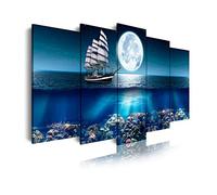 DekoArte - Impression Sur Toile Moderne D'Images Artistiques Numérisées | Toile Décorative Pour Votre Salon ou Votre Chambre | Style Paysage Mer Océan Bateau Voilier | 5 Pièces 150 x 80 cm