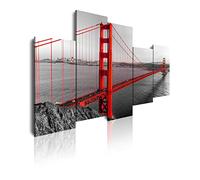 DekoArte - Impression Sur Toile Moderne D'Images Artistiques Numérisées | Toile Décorative Pour Votre Salon Ou Votre Chambre | Style Ville USA Golden Gate San Francisco | 5 Pièces 150 x 100 cm