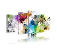 DekoArte - Impression Sur Toile Moderne D'Images Artistiques | Toile Décorative Pour le Salon Ou Chambre | Style de Mapamundi Carte Du Monde Villes en Aquarelles | 5 Pièces 200 x 100 cm XXL
