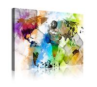 DekoArte - Impression Sur Toile Moderne D'Images Artistiques | Toile Décorative Pour le Salon Ou Chambre | Style de Mapamundi Carte Du Monde Villes en Aquarelles | 1 Pièce 120 x 80 cm