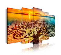 DekoArte - Impression Sur Toile Moderne D'Images Artistiques | Toile Décorative Pour Votre Salon Ou Votre Chambre | Art Abstrait Paysage Plage Arbre De La Vie De Gustav Klimt | 5 Pièces 150 x 80 cm