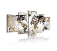 DekoArte - Impression Sur Toile Moderne D'Images Artistiques | Toile Décorative Pour Votre Salon Ou Votre Chambre | Style Mapamundi Carte Du Monde avec Des Noms De Pays | 5 Pièces 200 x 100 cm XXL