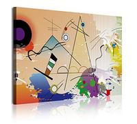 DekoArte - Impression Sur Toile Moderne D'Images Artistiques | Toile Décorative Pour Votre Salon Ou Votre Chambre | Style D'Art Abstrait et Moderne Kandinsky Couleur Beige| 1 Pièce 120 x 80 cm