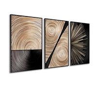 DekoArte - Tableau decoration murale salon, ART MINIMALISTE EN BOIS, 50x70 cm, x3 pièces - Tableaux avec cadre noir inclus