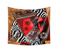 DekoArte TP33- Tapisserie Murale Moderne Impression Artistique | Décoration en Tissu 100% Polyester Pour Salon ou Chambre à Coucher | Style Ethnique africain - Tons Chauds | 150 x 130 cm