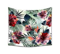 DekoArte TP34 - Tapisserie Murale Moderne Impression Artistique | Décoration en Tissu 100% Polyester Pour Salon ou Chambre à Coucher | Style floral sur fond blanc | 150 x 130 cm