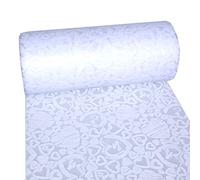 Dekoflor Chemin de Table décoratif en Forme de cœurs (imperméable, Effet Lotus, Surface veloutée, Rouleau de 5 m, Largeur 30 cm, 100% Nylon), Blanc