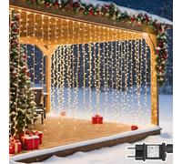 Dekofun 2 Pièces 300 LED Rideau Lumineux 3m x 3m Guirlande Lumineuse avec Prise, 8 Modes et Minuterie, Étanche Guirlande Rideau pour décoration de Noël, mariage, chambre, intérieur et extérieur