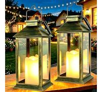 Dekofun 2 Pièces Lanterne Solaire Extérieur, LED Flamme Bougie, Bronze