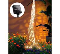 Dekofun Guirlande lumineuse solaire d'extérieur - 1 m - 100 LED - 8 modes - Résistante aux intempéries - Cascade - Décoration de jardin pour extérieur, arrosoir, terrasse, plantes, balcon - Blanc