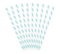 DekoHaus Lot de 10 pailles en papier, 19,5 cm, bleues avec des rayures blanches, pour boire