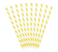 DekoHaus Lot de 10 pailles en papier, 19,5 cm, jaunes avec des rayures blanches, pour boire