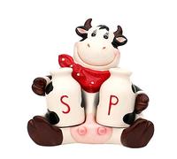 Dekohelden24 22508 Lot de 3 salières et poivrières en céramique Motif vache 14,5 x 10 x 13,5 cm