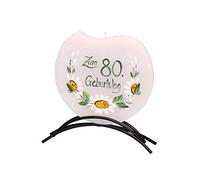 Dekohelden24 37644 Bougie plate de qualité supérieure avec support en métal Motif 80 ans 16 x 16 cm