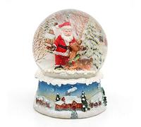 Dekohelden24-500892-A - Magnifique Boule à Neige - Père Noël avec Renne - Dimensions : 8,5 x 7 cm/6,5 cm (Hauteur x Largeur/diamètre)