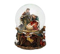 Dekohelden24 501071 Boule à neige Sainte Famille avec son : nuit silencieuse Dimensions (h x l x p) : env. 14,5 x 11 cm/Ø 10 cm