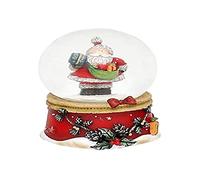 Dekohelden24 501370 Mini Boule à Neige Père Noël Base Rouge Guirlande de Pin Dimensions L/L/L/H : 4,8 x 4,8 x 6,5 cm Diamètre de la Boule 4,5 cm