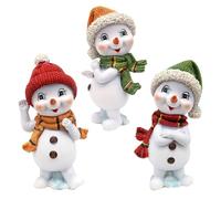 Dekohelden24 501847 Enfants à Neige avec Bonnet et écharpe, Rouge/Vert/Orange, 8cm x 6,8cm x 14,5cm, Lot de 3