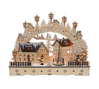 Dekohelden24 Arc de Noël à LED en Bois avec Sapin de Noël Mobile - Motif Enfant - Lanterne - L x l x H : Environ 45 x 12 x 35 cm - Fonctionne avec Piles ou Adaptateur - 35 cm