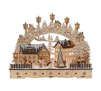 Dekohelden24 Arc de Noël à LED en Bois avec Sapin de Noël Mobile, Motif Père Noël et Enfant des neiges, L/l/H Environ 45 x 12 x 35 cm, pour Fonctionnement à Piles ou adaptateurs, 35 cm